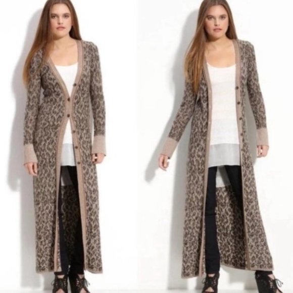 Free People Animal Print Long CardiganS